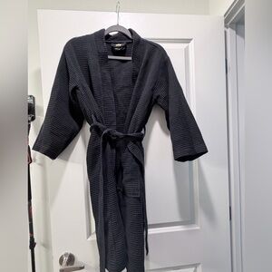Black Waffle Knit Robe